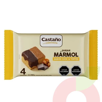 Queque Mármol Chocolate & Toffee Castaño 280Gr 4 Unidades