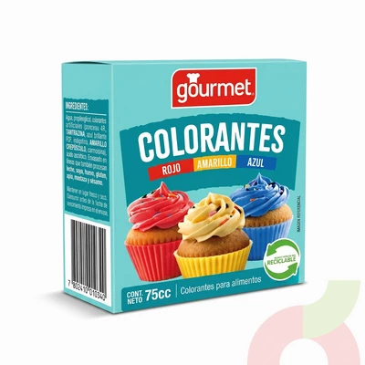 Colorantes Rojo Amarillo Azul Gourmet 75Cc