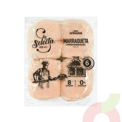 Pan Artesanal Marraqueta Prehorneada Selecta 760Gr 8 Unidades