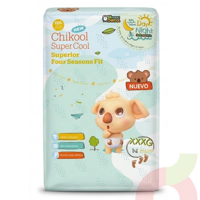 Pañales Super Cool XXXG Chikool 14 Unidades