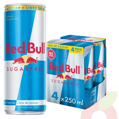 Pack Bebida Energética Sugar Free Red Bull 250Ml 4 Unidades