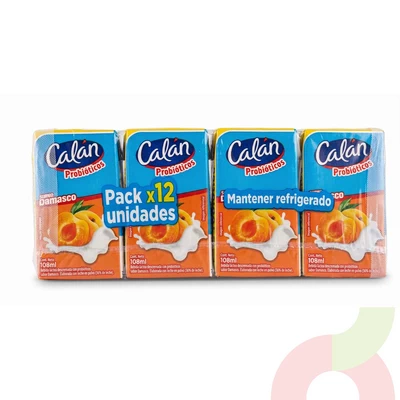 Pack Probiótico Damasco Calan 108Ml 12 Unidades