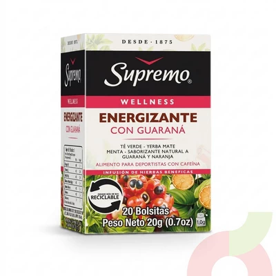 Té Verde Energizante Guaraná Supremo 20Gr 20 Unidades