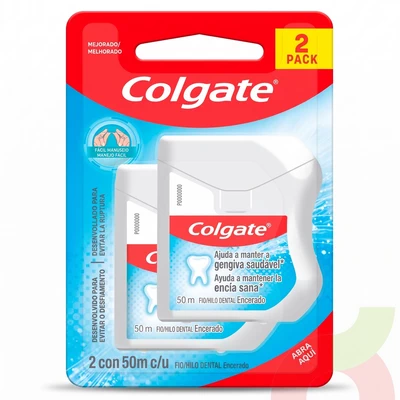 Hilo Dental Encerado Colgate 50Mt 2 Unidades