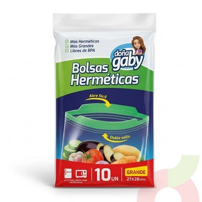 Bolsas Herméticas Grandes Doña Gaby 27x28Cm 10 Unidades