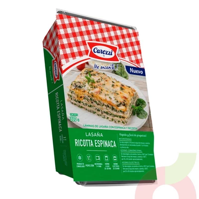 Lasaña Ricotta Espinaca Carozzi 320Gr