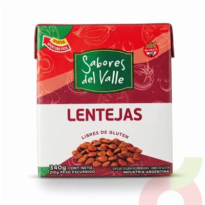 Lentejas Tetrapack Sabores del Valle 340Gr