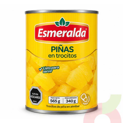 Piñas en Trocitos Esmeralda 565Gr - 340Gr Drenado