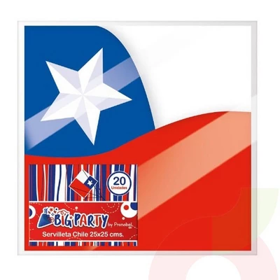 Servilleta Fiestas Patrias Chile 25x25Cm 20 Unidades