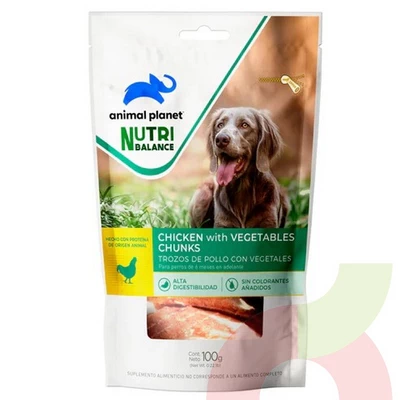 Snack Perro Trozos Pollo con Vegetales Animal Planet 100 gr