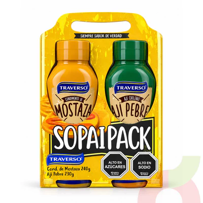 Sopaipack Mostaza + Ají Pebre Traverso 2 Unidades