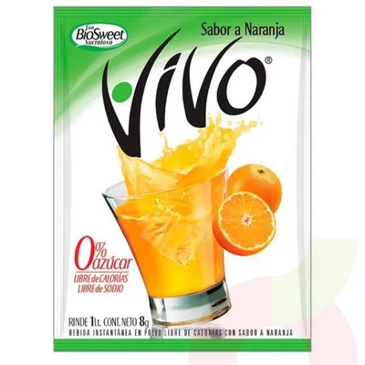 Jugo Instantáneo en Polvo Naranja Vivo 8Gr
