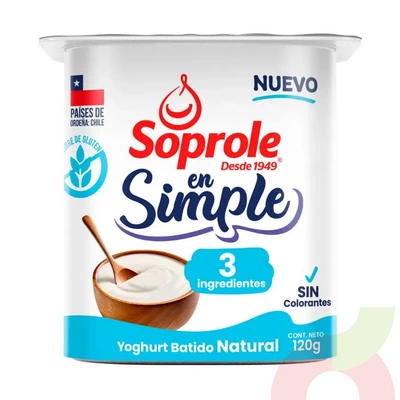 Yoghurt Batido Natural Simple Soprole 120Gr