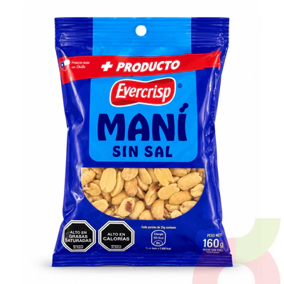 Maní Sin Sal Evercrisp 160Gr