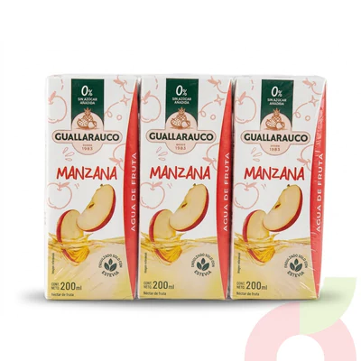 Agua de Fruta Manzana Guallarauco 200Ml 3 Unidades