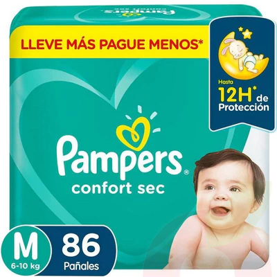 Pañales Pampers Confort Sec M 86 Unidades 