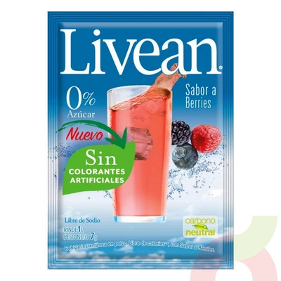 Jugo Instantáneo en Polvo Berries Livean 7Gr