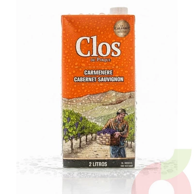 Vino Carmenere Cabernet S. Clos de Pirque 2Lt