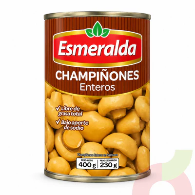 Champiñones Enteros Esmeralda 400Gr - 230Gr Drenado