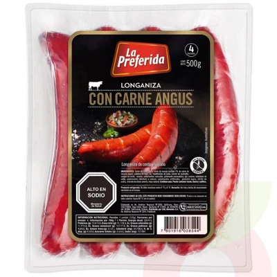Longaniza Angus  La Preferida 4 Unidades 500 Gr