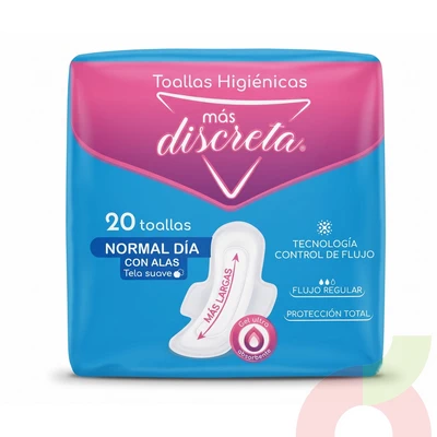 Toallas Higiénicas Normal Con Alas Más Discreta 20 Unidades