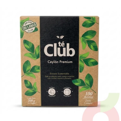 Té Negro Ceylán Premium Sustentable Té Club 200Gr 100 Unidades