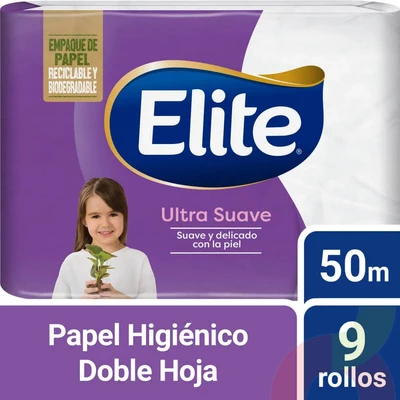 Papel Higiénico Ultra Doble hoja Elite 50Mt 9 Unidades
