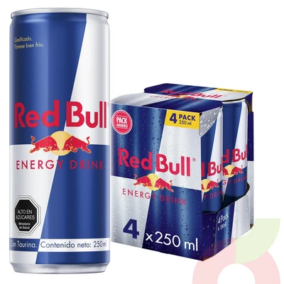 Pack Bebida Energética Red Bull 250Ml 4 Unidades 