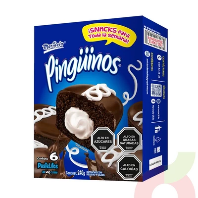 Pastelitos Pinguinos Marinela 240Gr 6 Unidades