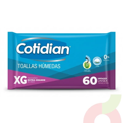 Toallas Húmedas XG Cotidian 60 Unidades