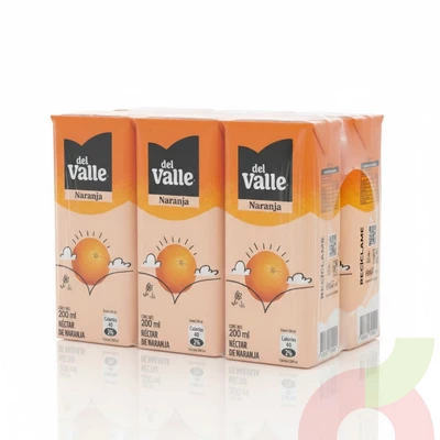 Pack Néctar Naranja Del Valle 200Cc 6 Unidades