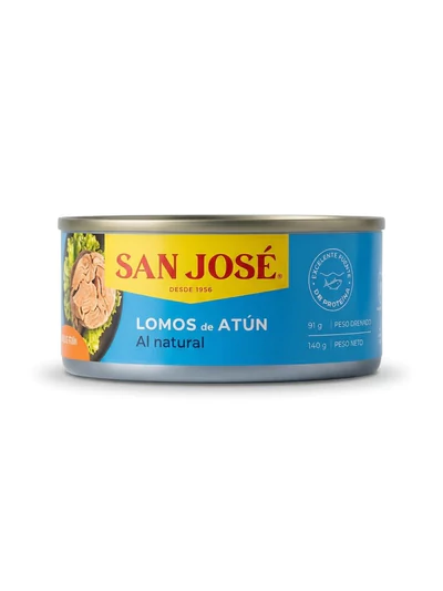 Lomos de Atún San José Natural 140Gr-Drenado 91Gr
