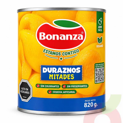 Duraznos en Mitades Bonanza 820Gr - 485Gr Drenado