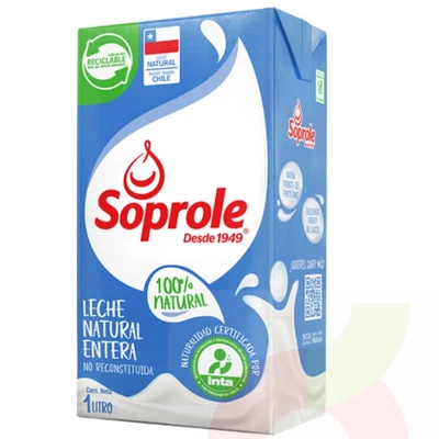Leche Natural Entera Soprole 1Lt