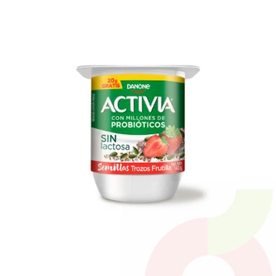 Yoghurt Sin Lactosa Trozos De Frutilla Y Chía Activia 140Gr