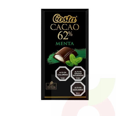 Chocolate 62% Cacao Menta Costa 100Gr