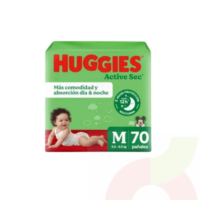 Pañales Huggies Active Sec M 70 Unidades