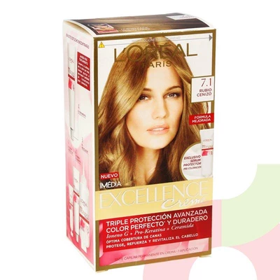 Tintura Pelo Excellence Creme 7.1 Pro-Keratina Rubio Cenizo L´oréal