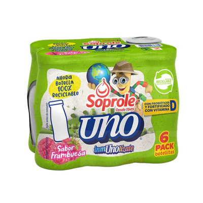 Uno al Día Pack de 6 Unidades Sabor Frambuesa 480 Ml