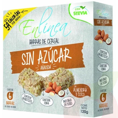 Barra Cereal Almendra Coco En Línea 6 Unidades 120Gr