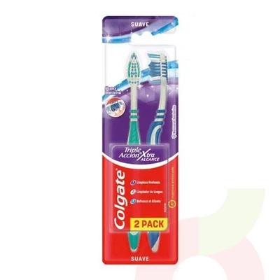 Cepillo Dental Triple Acción Extra Alcance Suave Colgate 2 Unidades
