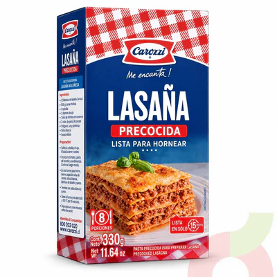 Lasaña Precocida Carozzi 330Gr