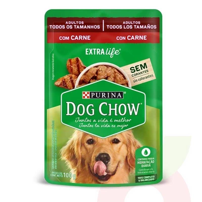 Sachet Adulto Todos Los Tamaños Carne Extra Life Dog Chow 100Gr