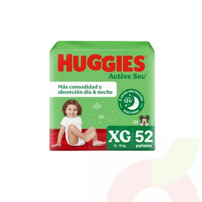 Pañales Huggies Active Sec XG 52 Unidades