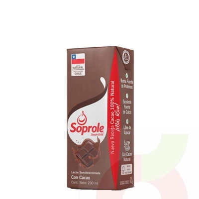 Leche Larga Vida Chocolate  Soprole 200Ml