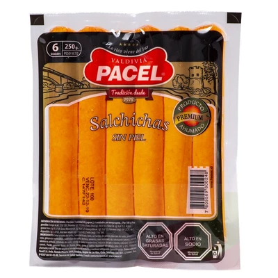 Salchichas Sin Piel Pacel 250Gr