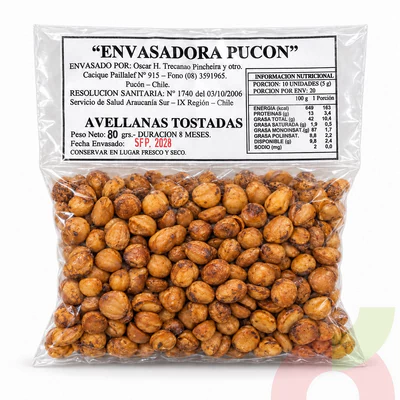 Avellanas Chilenas Envasadora Pucón 80Gr 