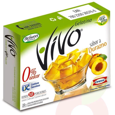 Gelatina Durazno 0 Azúcar Vivo 22Gr