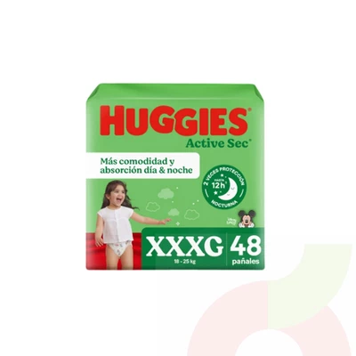 Pañales Huggies Active Sec XXXG 48 Unidades 
