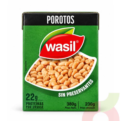 Tetrapack Porotos Blancos Wasil 380Gr - 230Gr Drenado